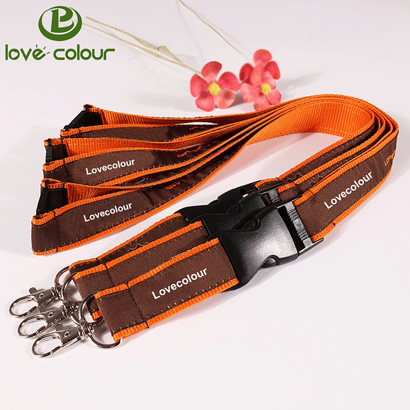 Promotional gift unique customized logo polyester lanyard for staffs