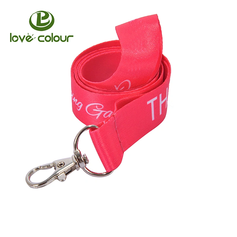 Polyester custom high quality red polyester lanyard with white logo