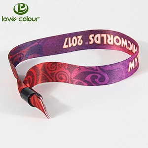Custom polyester fabric sublimation wristbands with slide lock