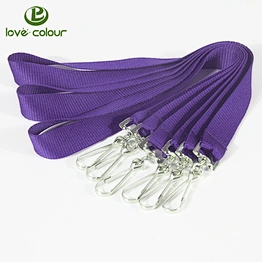 Custom Promotional Polyester Purple Flat Plain Lanyard With Swivel Hook