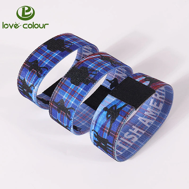 Promotional Fabric Textile Polyester Elastic Mens Bracelets For Event