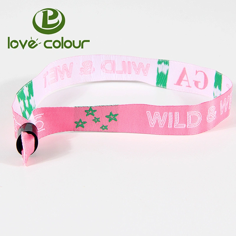 Cheap personalised custom printed polyester fabric cloth wristband woven bracelets