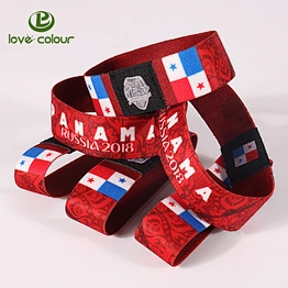 Wholesale Promotional Festival Fabric polyester stripe elastic wristband