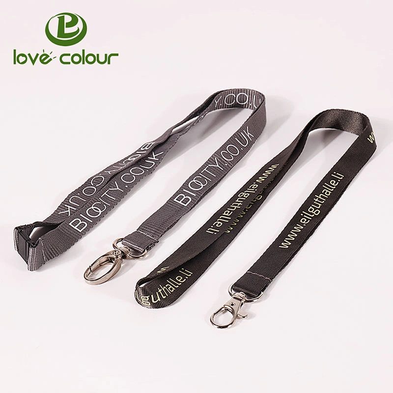 Custom Grey Polyester Lanyard Strap With Metal Clip For Card Holder