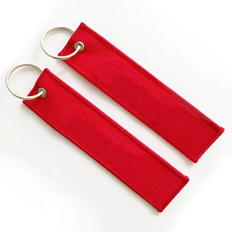 High Quality Custom Embroidery Fabric Keychain With Keyring Key Chain