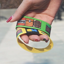 Polyester material custom events party ticket elastic wristband