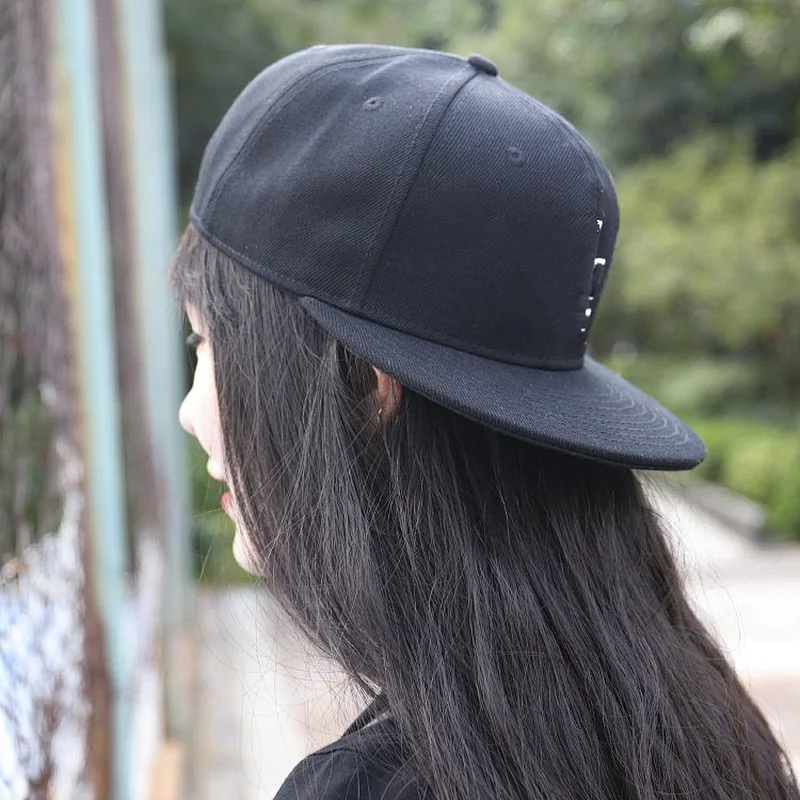 Custom black plain snapbacks caps Hip-hop flat brim hat