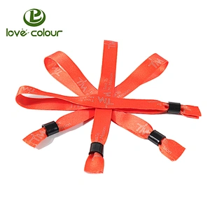 Polyester heat transfer orange color festival wristband with closing clips