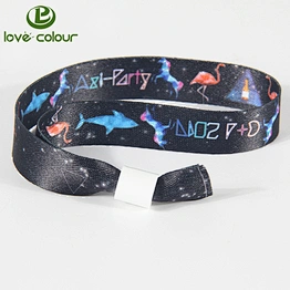 Fashion style polyester printing adjustable ribbon wristbands