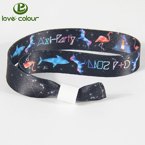 Fashion style polyester printing adjustable ribbon wristbands