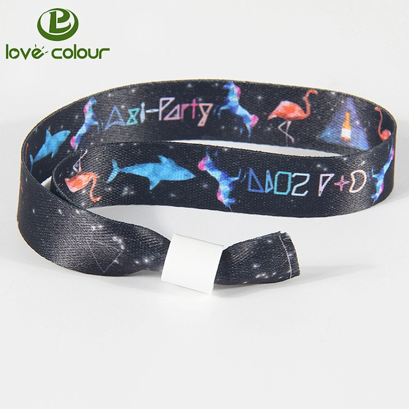 Fashion style polyester printing adjustable ribbon wristbands