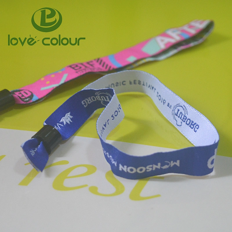 High quality custom fabric wristband strap for events with barrel locks