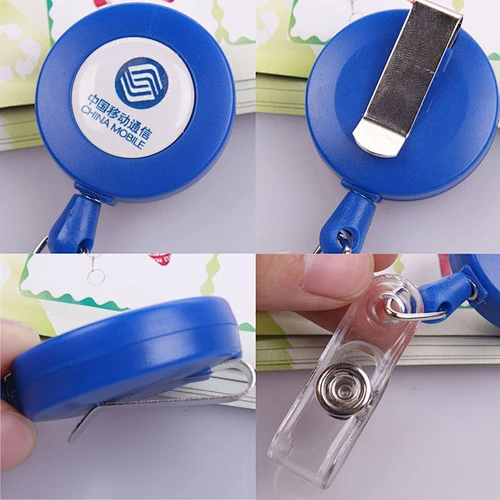 Custom steel cord retractable pull key holder badge reel key reel