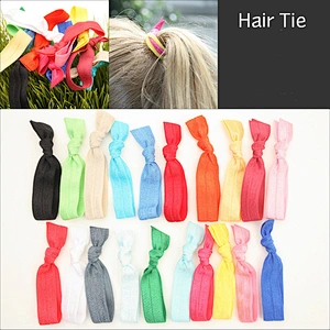Colorful Solid Elastic Hair Ties Ribbon Ponytail Holder For Girls