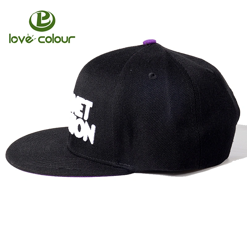 Custom Unisex black/ white Flat Adjustable Flat Snapback Baseball Cap