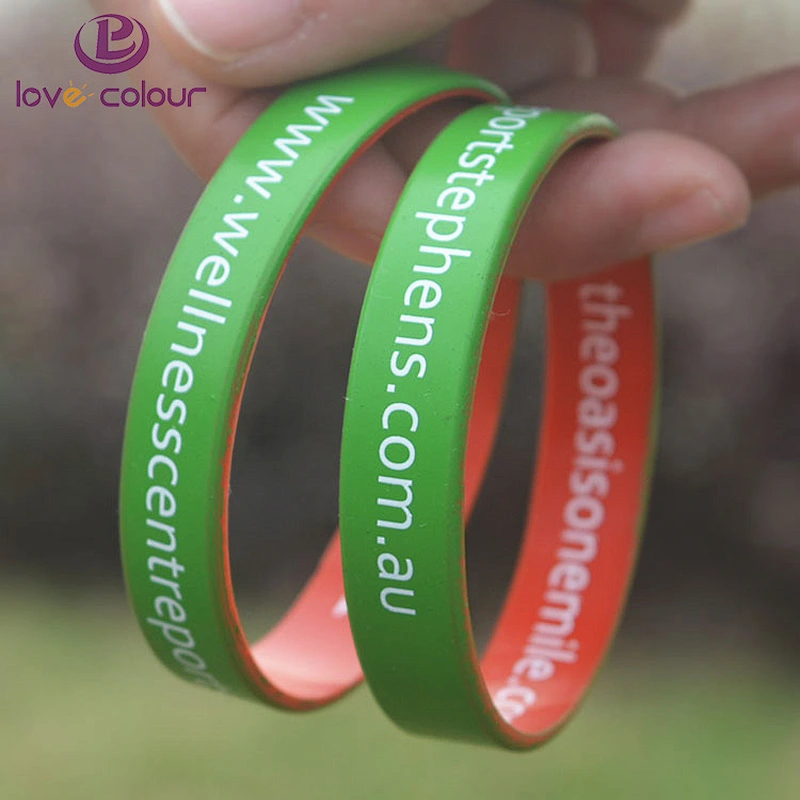 Custom Color Coat Double Layer Silicone Wristbands