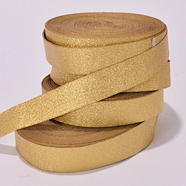 Hot custom high quality Polyester glitter gold ribbon
