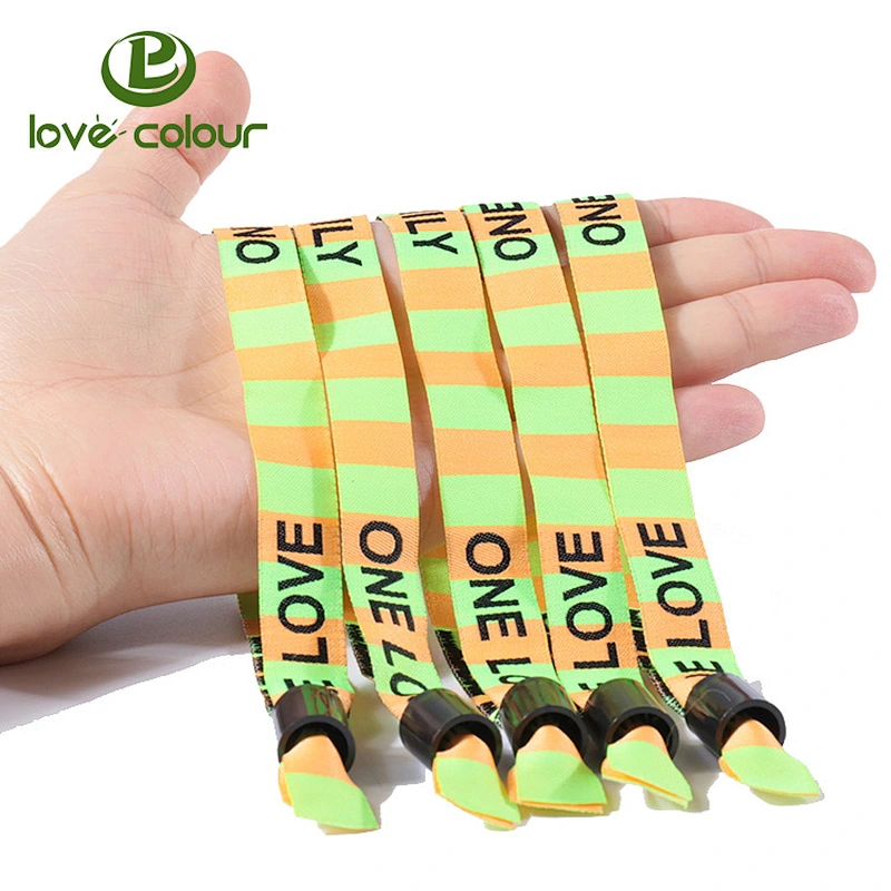 Polyester custom wrist bands bracelets hand bands with plastic locks