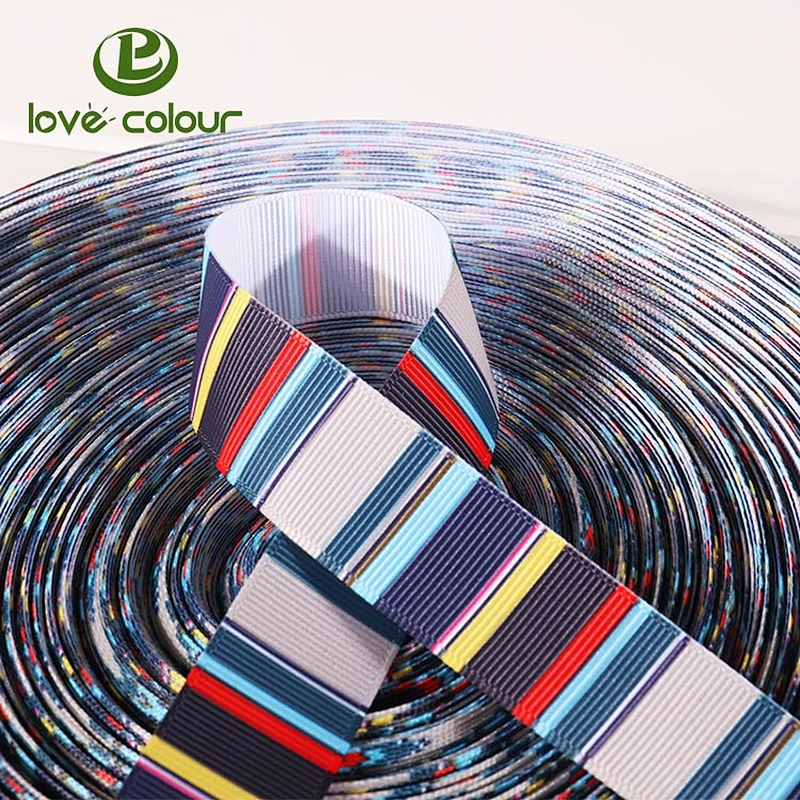 Custom polyester soft stripe grosgrain webbing in bulk
