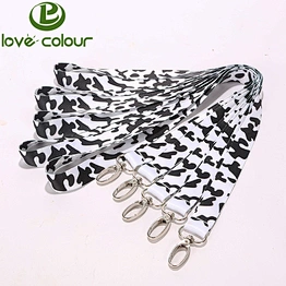 Free sample popular custom cheap polyester printed cow printed lanyard