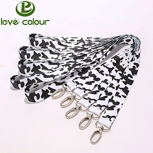 Free sample popular custom cheap polyester printed cow printed lanyard