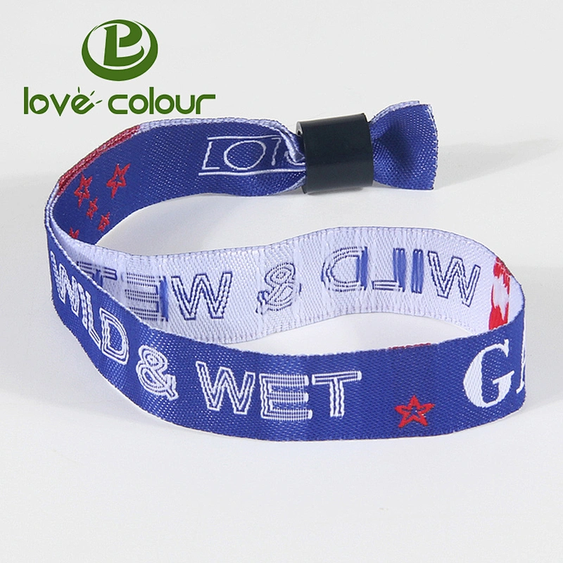 Customized wristband woven wrist band polyester bracelets for business promotion