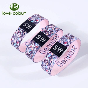 Polyester Custom Made Rainbow Elastic Fabric Wristbands with Numbers
