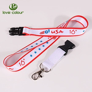 Custom fashion polyester ribbon lanyard strap