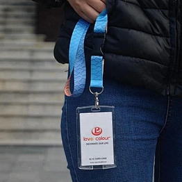 Custom cheap heat- transfer printed lanyard with card holder id badge