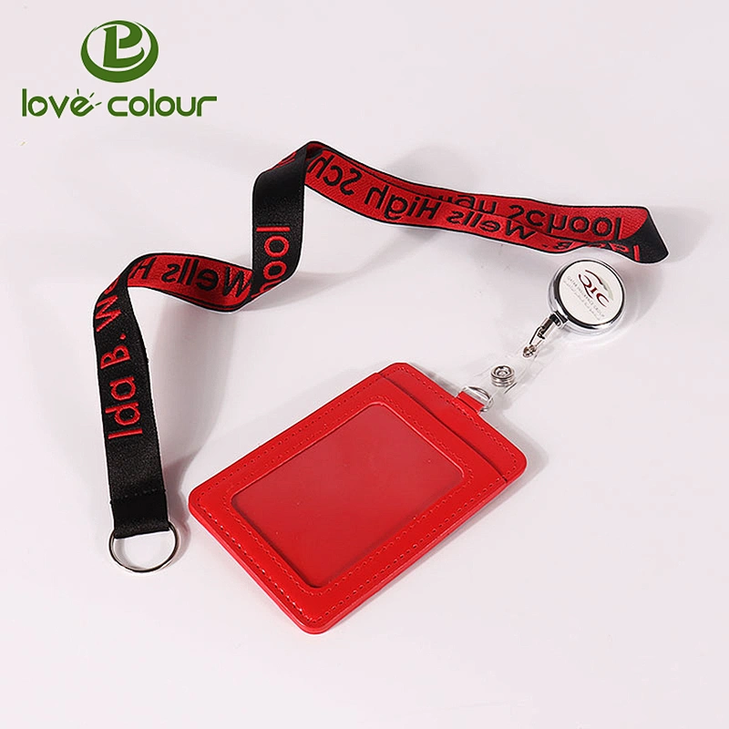 Guangzhou Factory Custom Retractable Neck Strap Lanyard with Reel and Security ID Pass Card Holder
