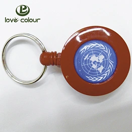 High quality cheap decorative custom logo retractable badge reel with keyring