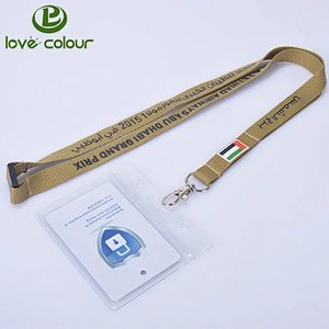 Custom Flat Polyester Card Holder Lanyard With Safety Break Buckle For Trade Show