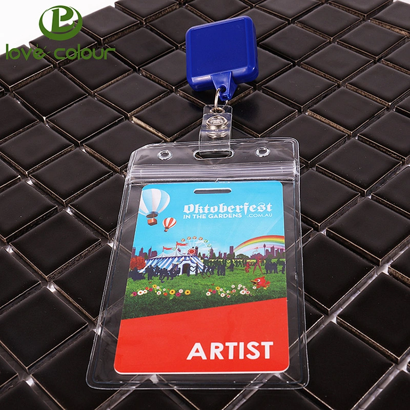 Factory custom retractable id card holder/plastic badge holder