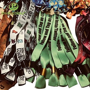 Custom Colorful Fabric Festival Party Slide Lock Cloth Textile Wristband