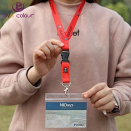 Event custom printed id pvc card holder lanyard with safety buckle for sale