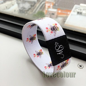Custom Full Color Printing Elastic Fabric Polyester Bracelet Event Wristband For Promotion