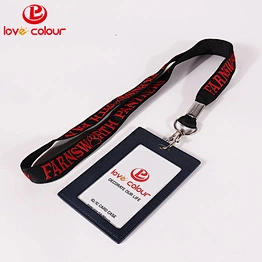 Custom id card holder woven lanyard strap neck ribbon