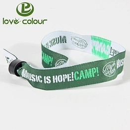 Easy wearing polyester fabric wristband bracelet customized with plastic clasp