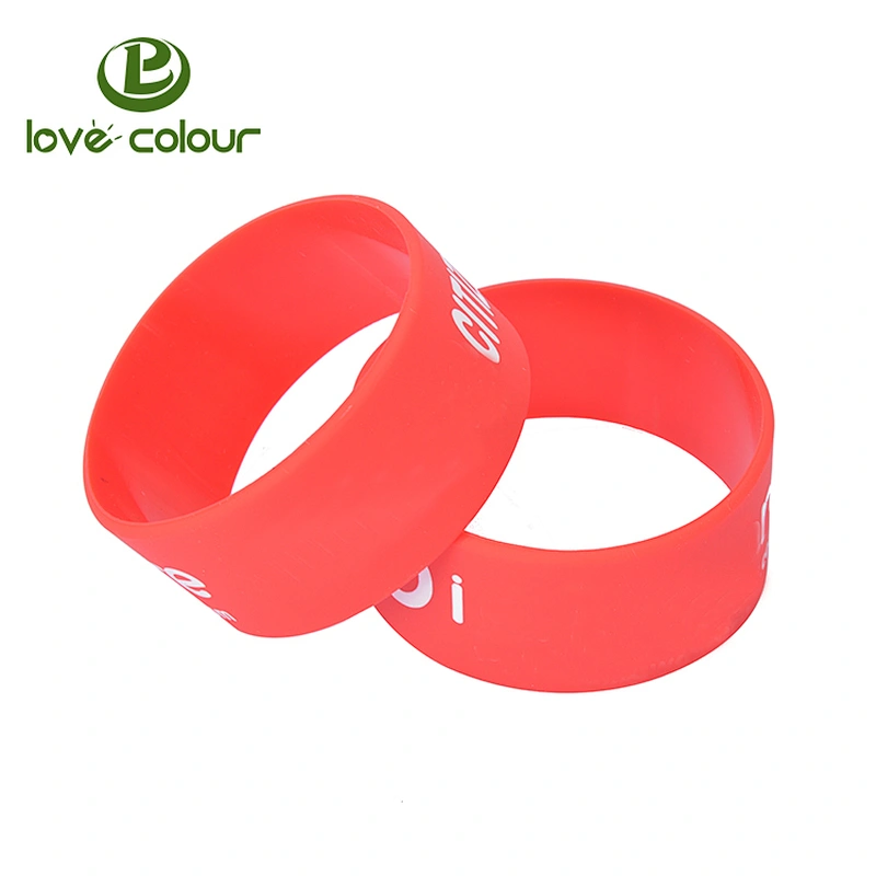 Custom waterproof bright red silicone wristband in Guangzhou factory
