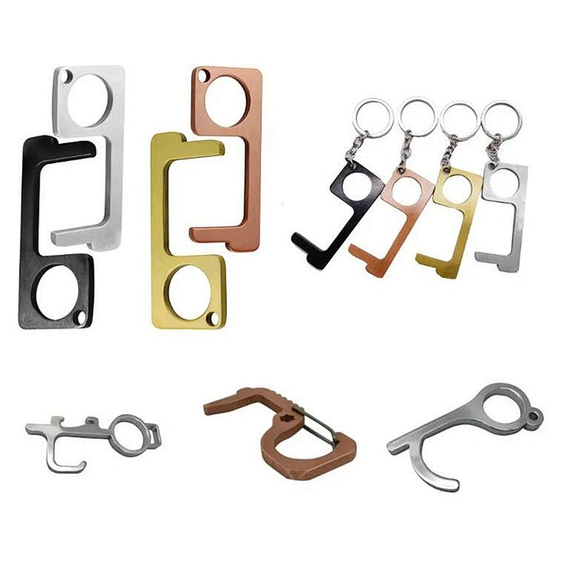 No Touch Door Opener Tool Handheld Brass Keychain Tool Non-Contact Clean Key Door Opener