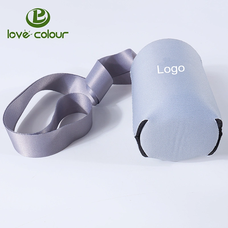 Hot selling custom neoprene blank collapsible can coolers with lanyard in grey color