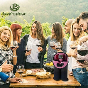 Custom Waterproof Protective Cover Red Wine Bottle Bag Neoprene Double Bottle Cooler