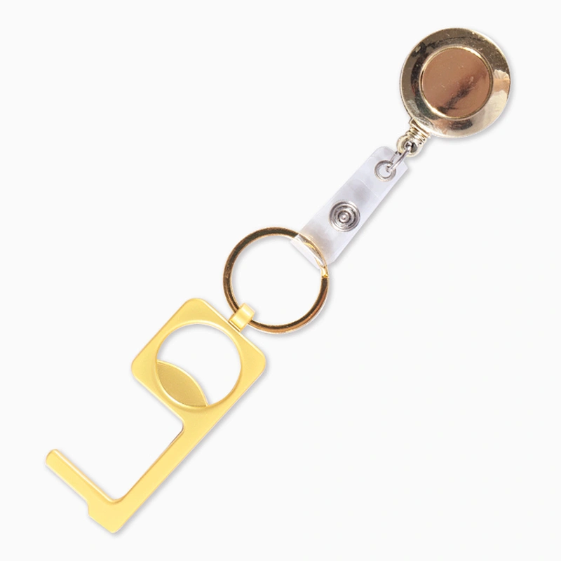 No Touch Door Opener Keychain With Badge Reel