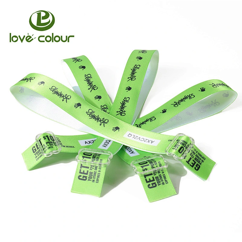 Personalized music satin wristband custom made fabric event festival bracelets with adjustable buckle