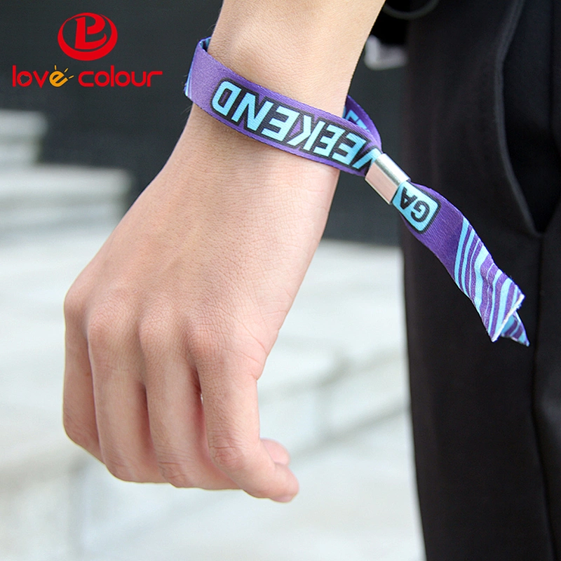 Promotion Items custom cloth wristbands with one time use lock