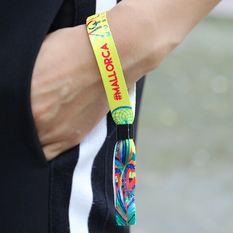 Custom Made Sublimation Printing Fabric Wristband for Park Tickets