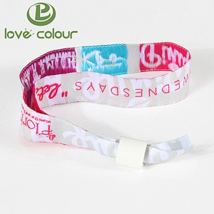 Custom woven cloth polyester wristband bracelet with fastener for music festival