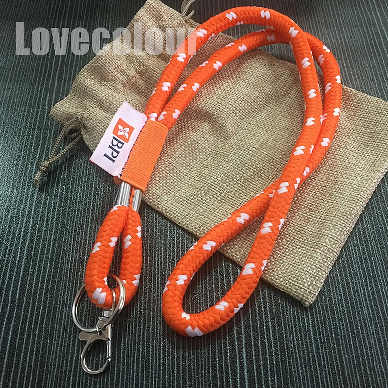 Polyester round cord rope lanyard custom