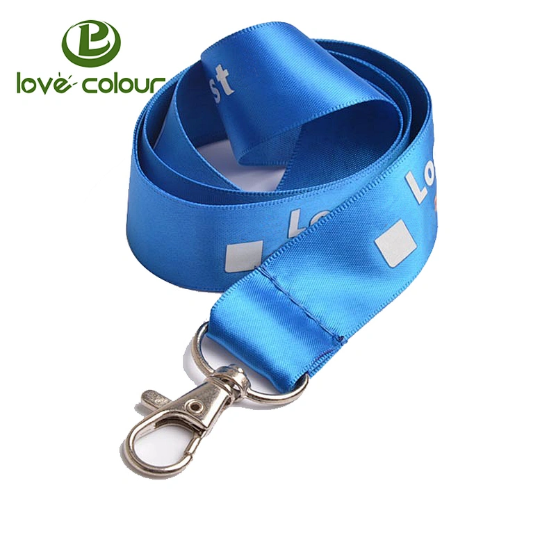 Polyester custom high quality red polyester lanyard with white logo