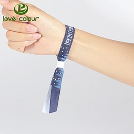 Factory fashion polyester fabric ribbon wristband bracelet with custom logo